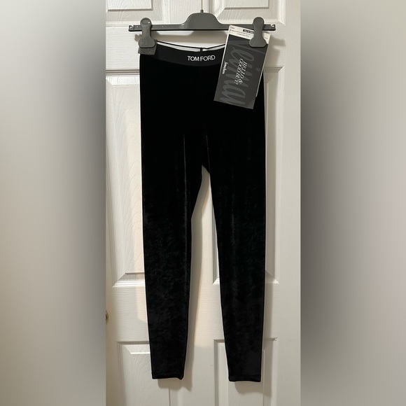 BRAND NEW AUTHENTIC Tom Ford Stretch Velvet Logo Band Leggings - Picture 2 of 8